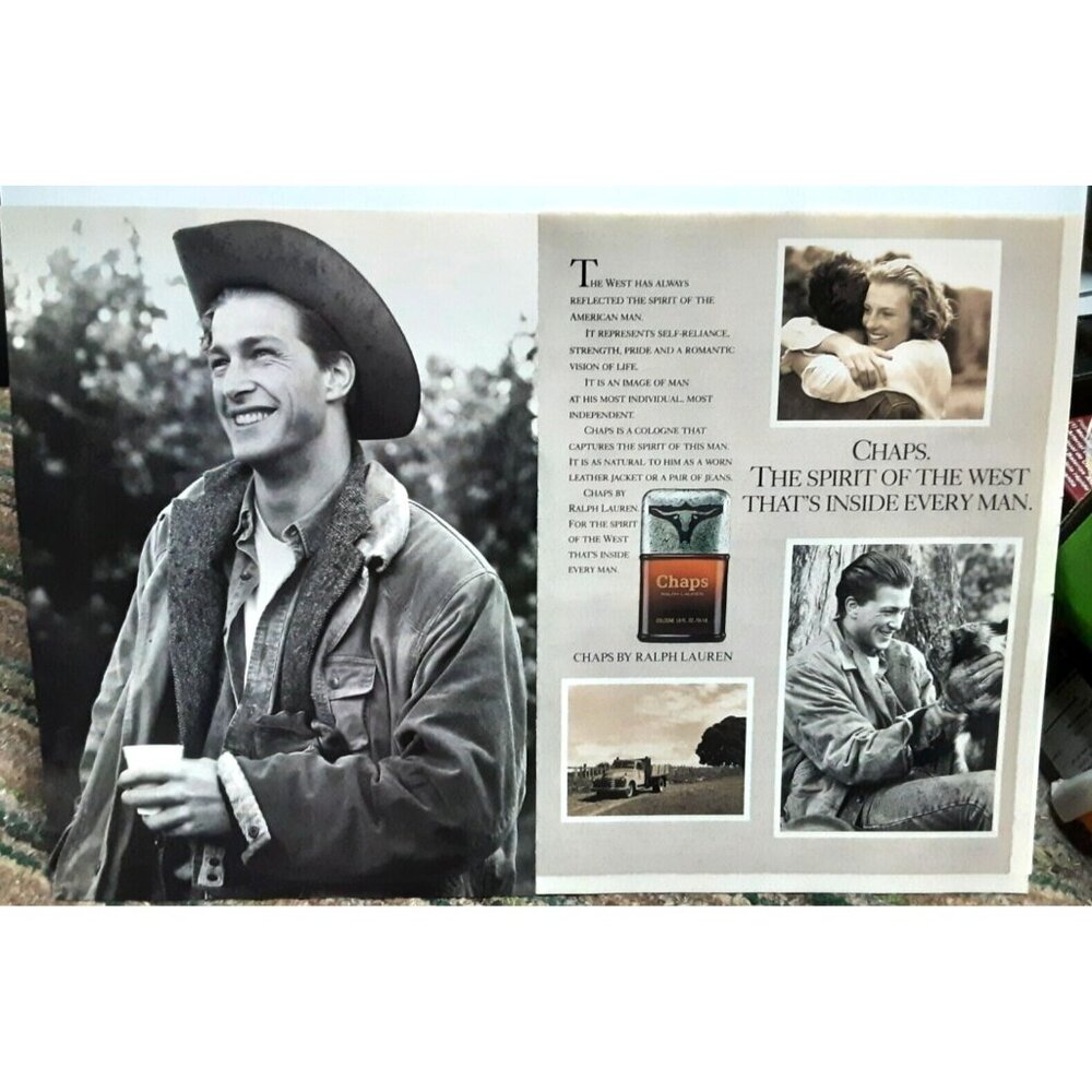 1988 Chaps Ralph Lauren Mens Cologne 2 Page Original Print Ad vintage 80s